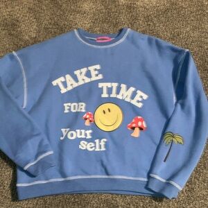 Edikted Gray Blue Toadstool Trippy Crew Neck Sweatshirt Size Medium